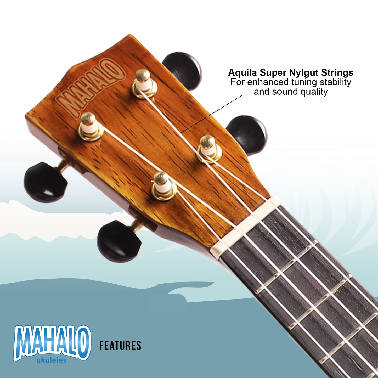 Mahalo, 4-String Concert Ukulele, Natural, (MH2VNA)