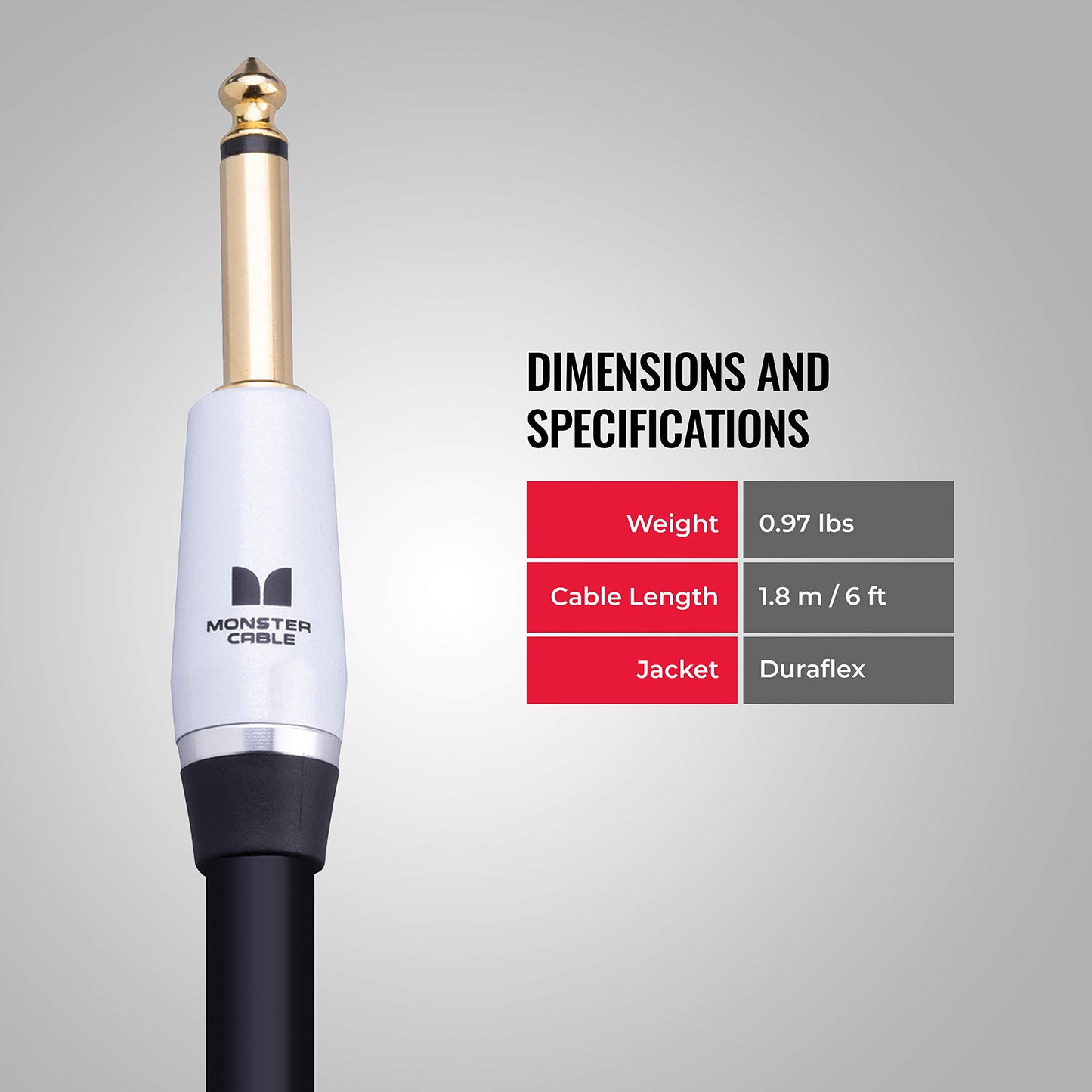 Monster Prolink Studio Pro 2000 Speaker Cable: Straight to Straight, 6 ft, Straight 1/4 Plugs