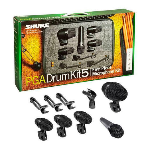 Shure PG ALTA 5-Piece Drum Microphone Kit for Performing and Recording Drummers - Includes Mics, Mounts and Cables with options for Kick Drum, Snare and Tom (PGADRUMKIT5)