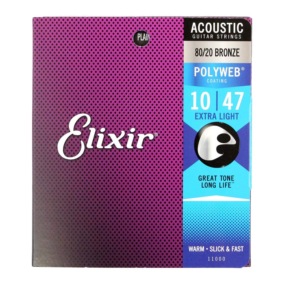 Elixir Polyweb 11000 acoustic guitar strings 10-47 (2 PACKS)