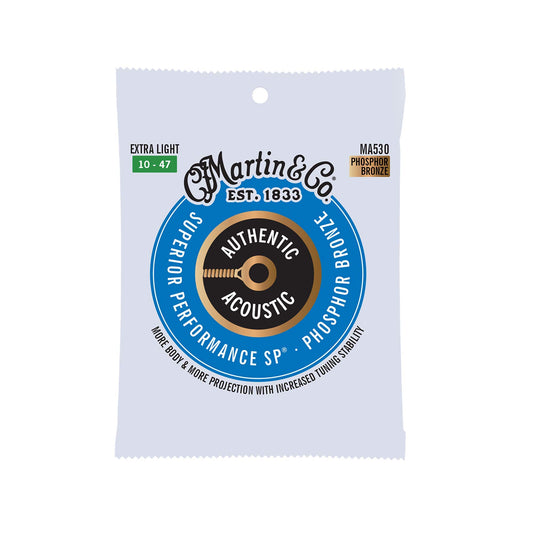 Martin Authentic Acoustic Guitar Strings, Superior Performance Extra Light 10-47, 92/8 Phosphor Bronze