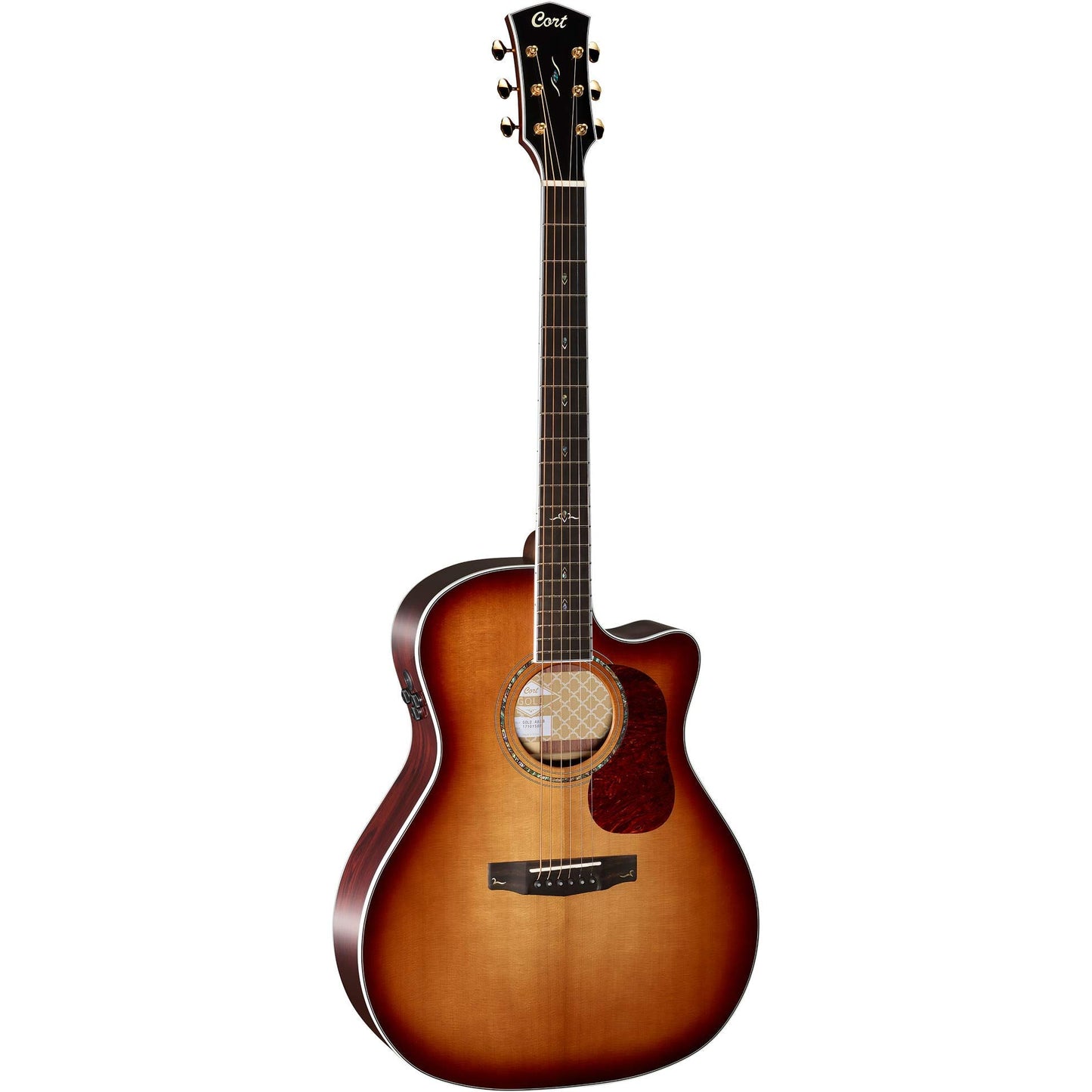 Cort 6 String Acoustic-Electric Guitar, Right, Light Burst, Full (GOLDA8LB-U)