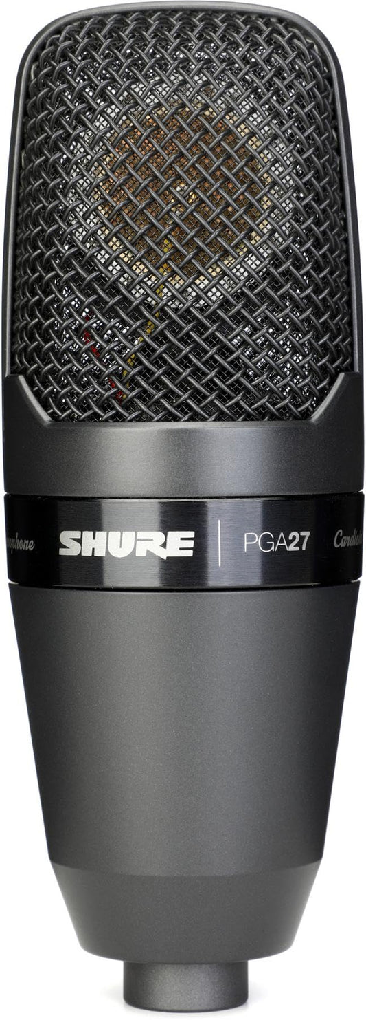 Shure PGA27 Condenser Microphone - Large-Diaphragm Side-Address Mic for Vocal/Acoustic Recording and Live Performance, with Cardioid Pick-up Pattern, Shock Mount and Carrying Case, No Cable (PGA27-LC)