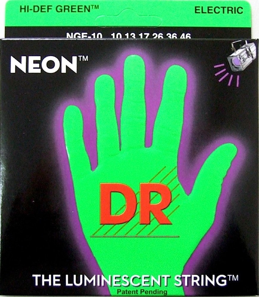 DR NEON GREEN DR-NGE10 Medium Electric Guitar Strings x 12 Set