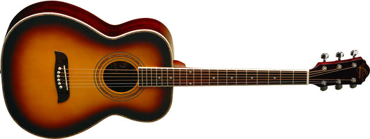 Oscar Schmidt 6 String OF2 Folk Acoustic Guitar. Tobacco Sunburst, Right, (OF2OTS-A)