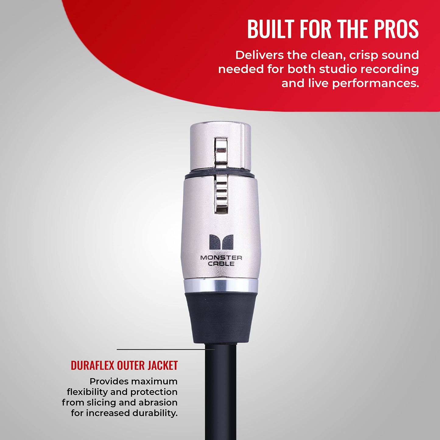 Monster Prolink Performer 600 Microphone Cable - Engineered with Custom XLR Connectors, Microfiber Dielectric, Duraflex Jacket, and Carbon Polymer Shielding, 10 ft. Cable