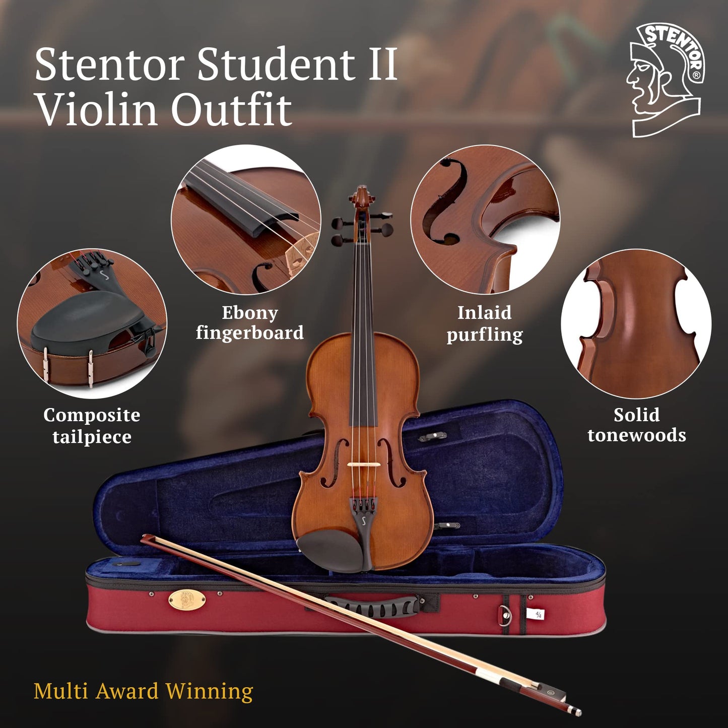 Stentor, 4-String Violin, Brown,Red (1500 1/4)