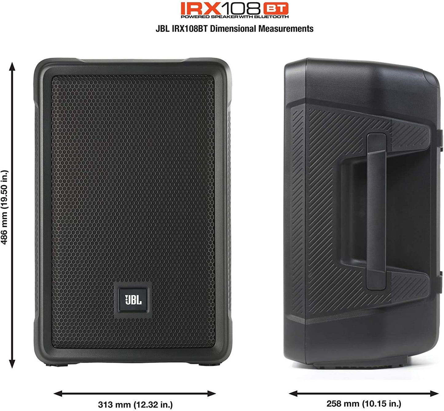 JBL Professional IRX108 Powered Portable Speaker with Bluetooth, 8-Inch, Black