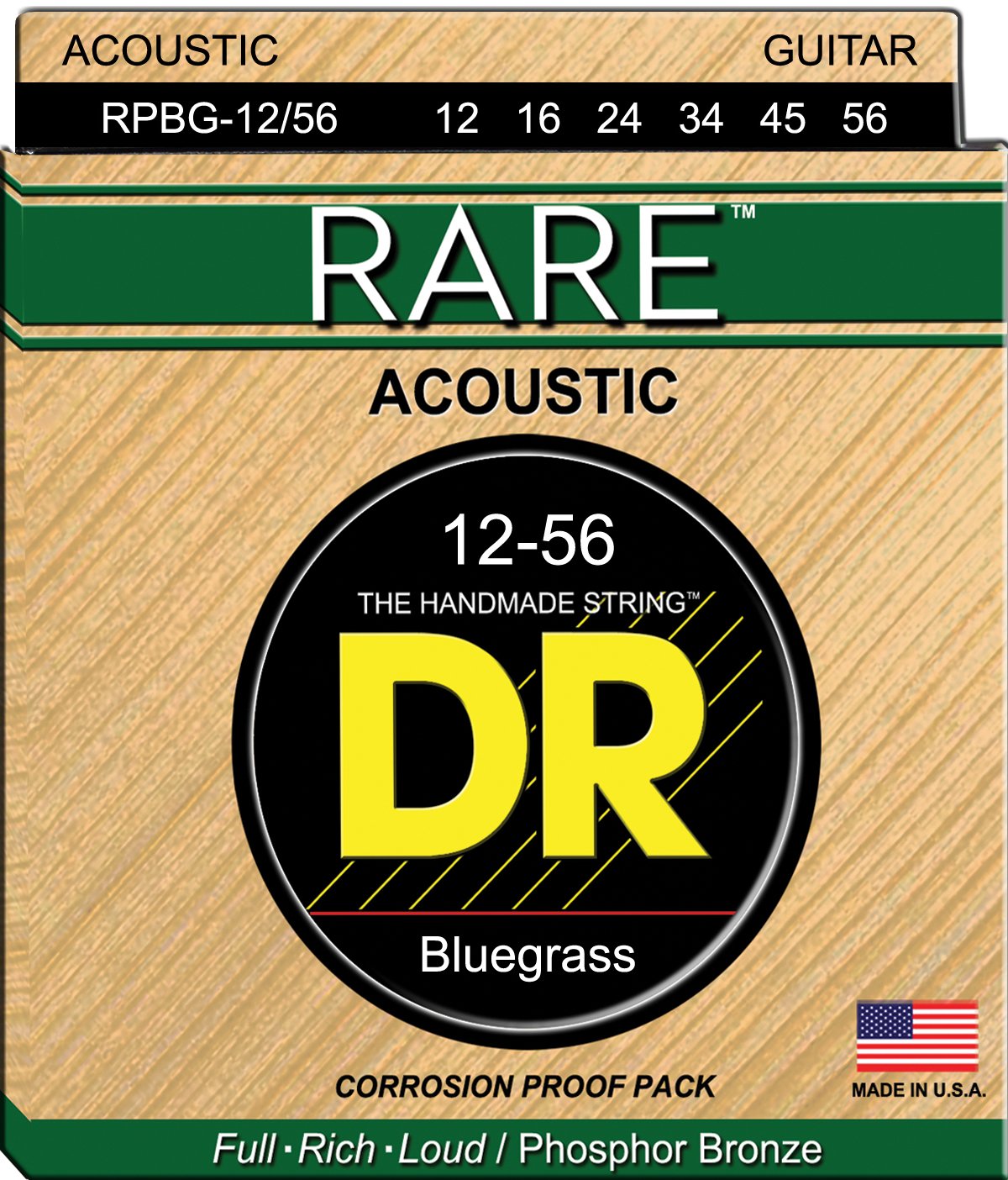 DR Strings Rare - Phosphor Bronze AcousticHex Core Bluegrass 12/56