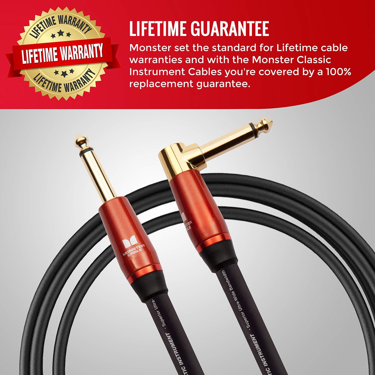 Monster Prolink Acoustic Instrument Cable - 21 ft - Right Angle to Straight