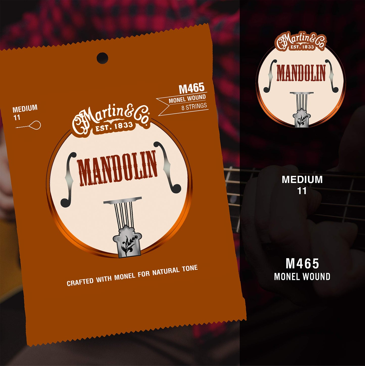 Martin Mandolin Monel Wound 8-Strings, Medium (M465) Med