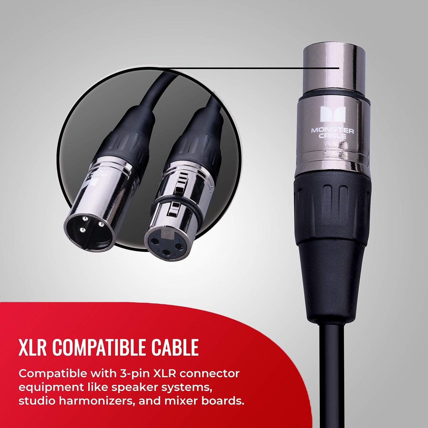 Monster Prolink Classic Microphone Cable. 30 feet Silver Contact XLR Cables. Mic Cable w/MultiTwist Construction. 95% Copper Braided Shield XLR Cable. XLR Microphone Cable.