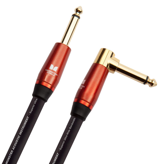 Monster Prolink Acoustic Instrument Cable - 12 ft - Right Angle to Straight