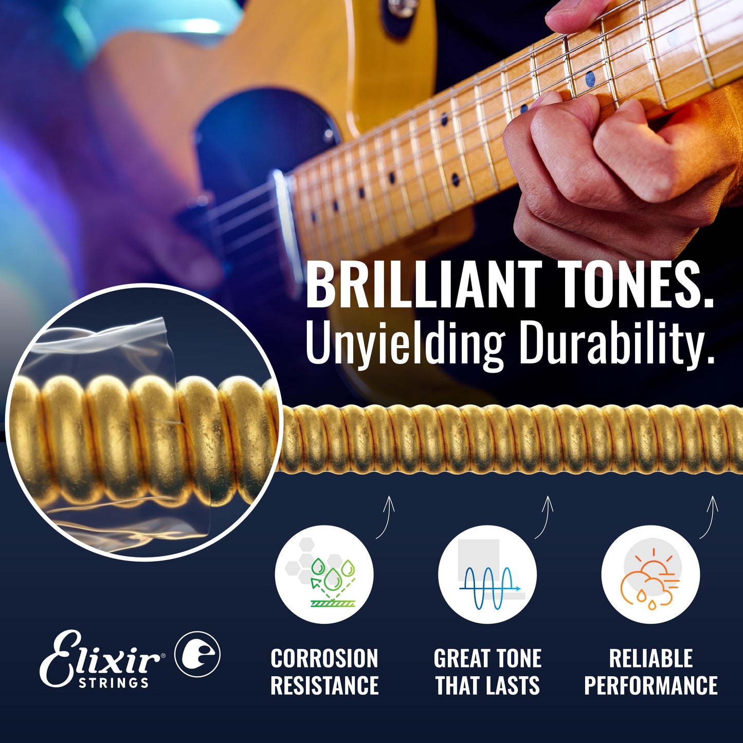 Elixir Strings, Electric Guitar Strings, Nickel Plated Steel with OPTIWEB Coating, Longest-Lasting Crisp Tone with Comfortable Feel, 6 String Set, Medium 11-49