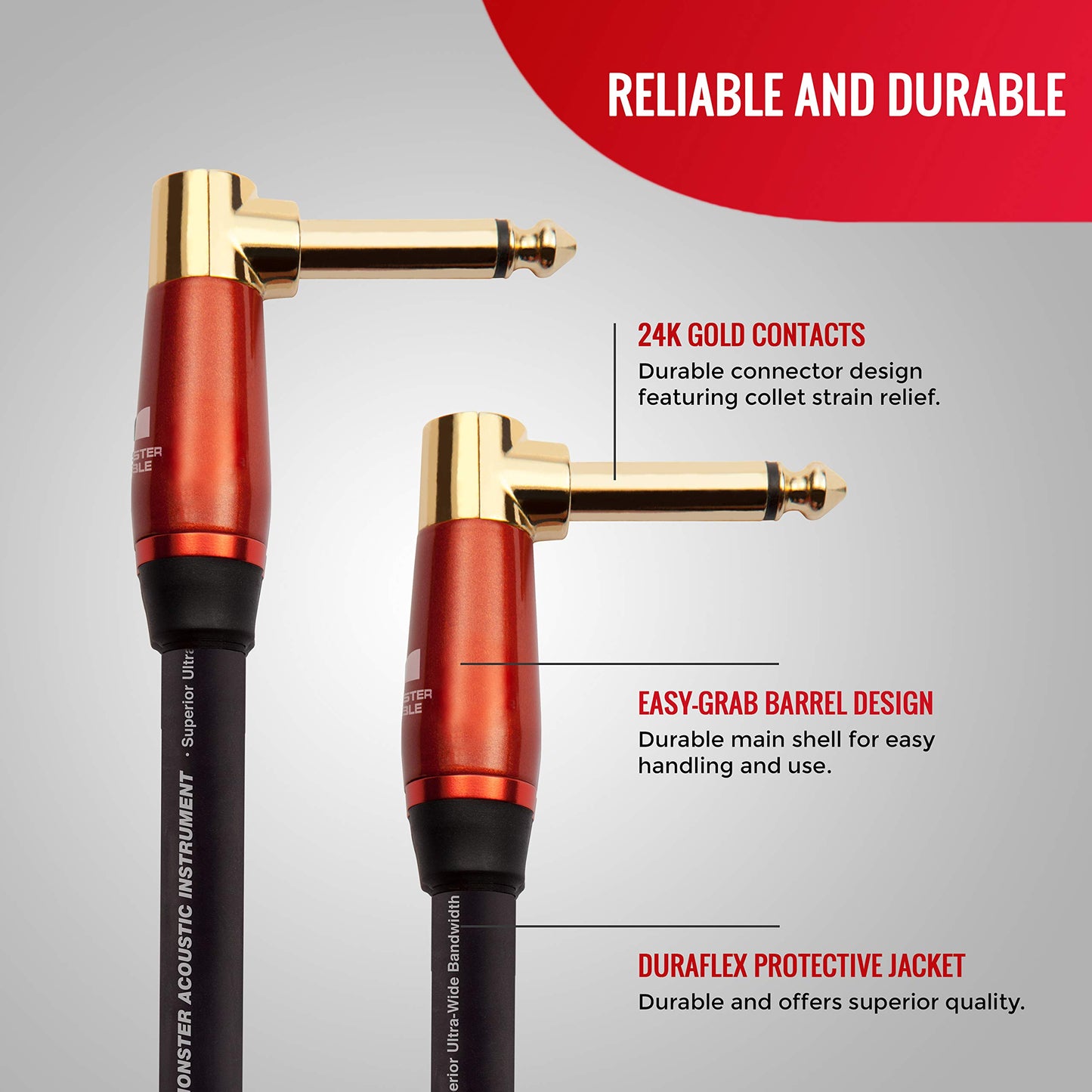 Monster Prolink Acoustic Instrument Cable - 8 in - Right Angle to Right Angle