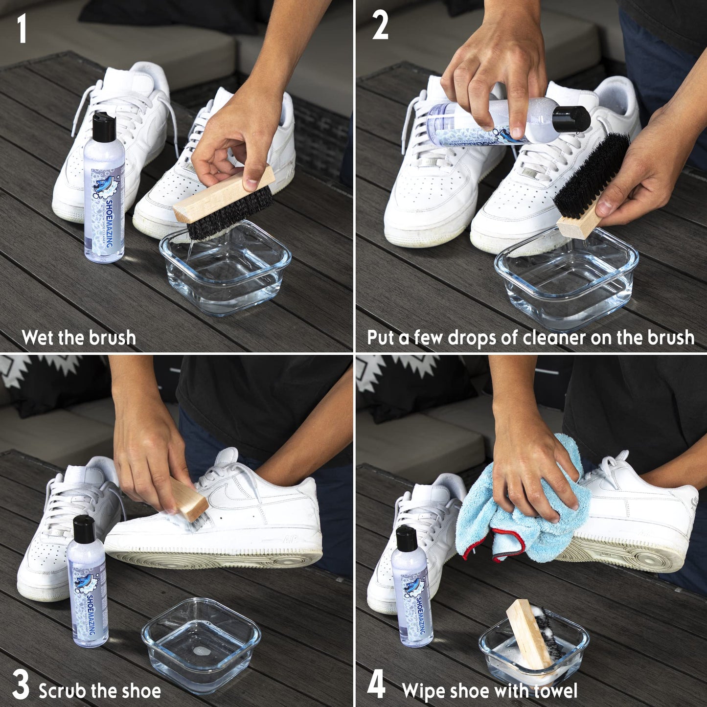 Shoemazing Sneaker Care Kit | Complete Shoe Cleaning Solution - Ideal for Suede, Leather, Nubuck, Canvas, Mesh, and White Sneakers | Includes 4 Ounce Cleaning Solution and Brush