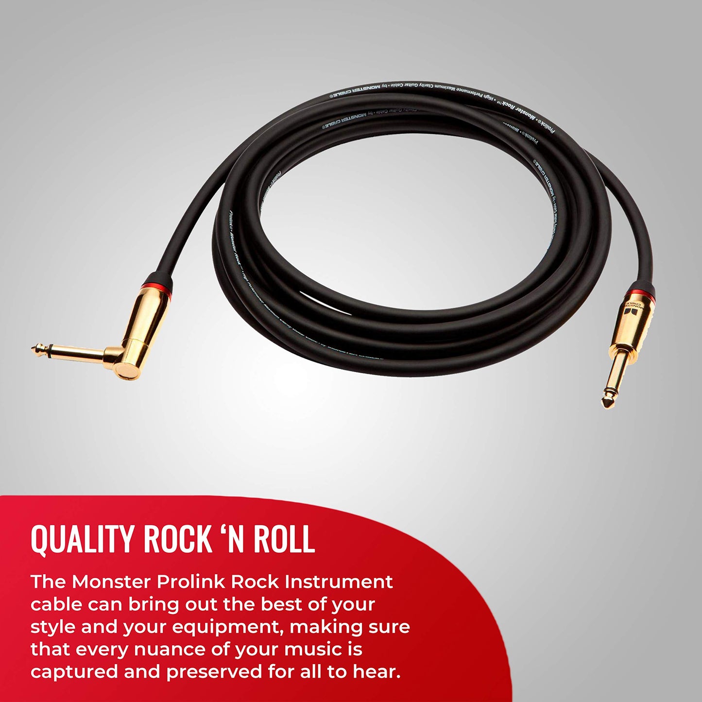 Monster Prolink Rock Instrument Cable - 21 ft - Right Angle to Straight