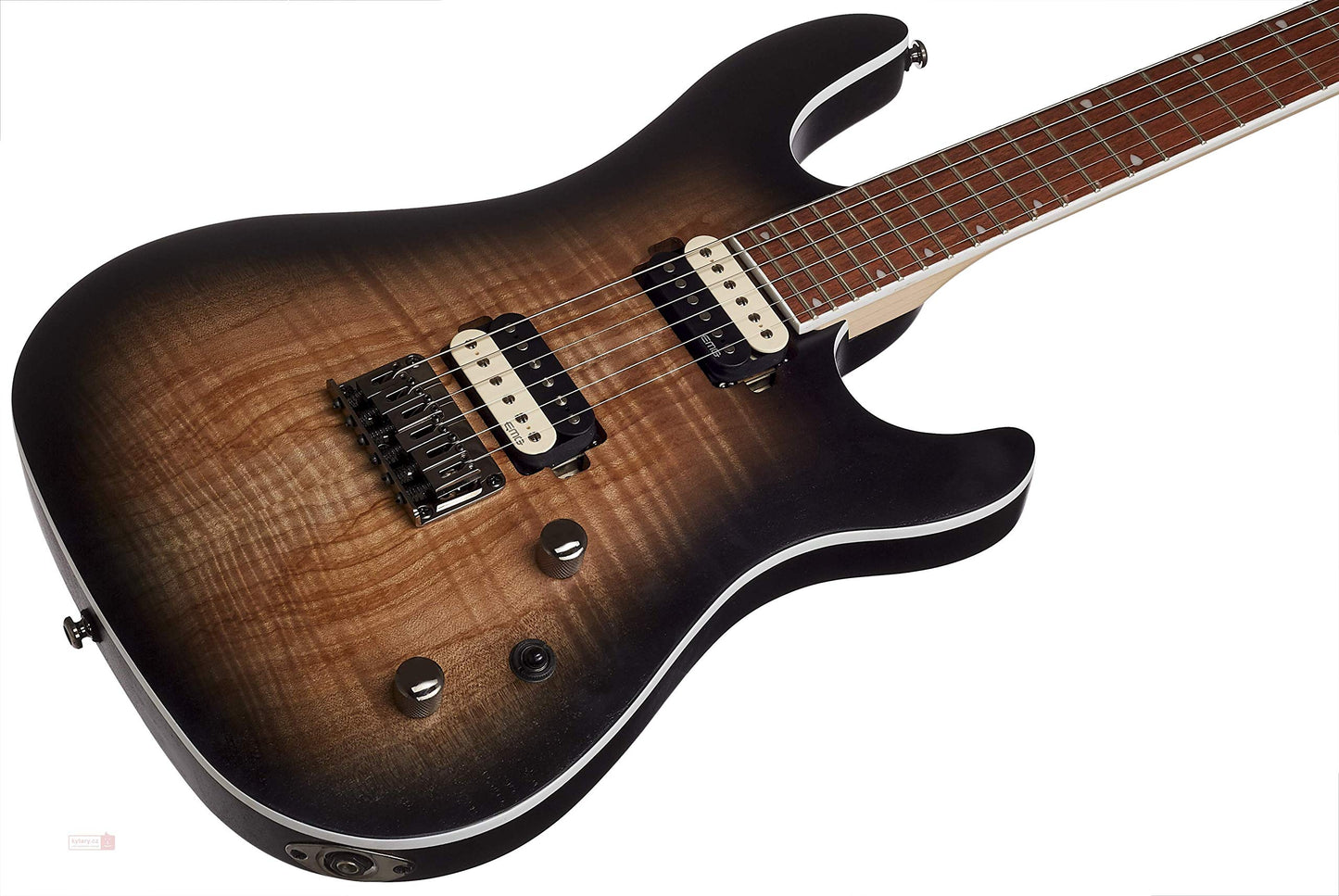 Cort KX Series KX300OPRB, Mahogany Body w/Spalted Maple Top, EMG, Open Pore Raw Burst Finish