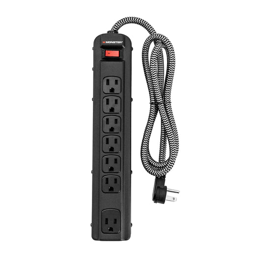 Monster Pro MI Professional Surge Protector Power Strip with Fireproof MOV Technology for Computers, Amplifiers, Pedal Boards, and Pro Audio Gear, 1350 Joule, 4 ft Cord, 7 Outlet Power Strips