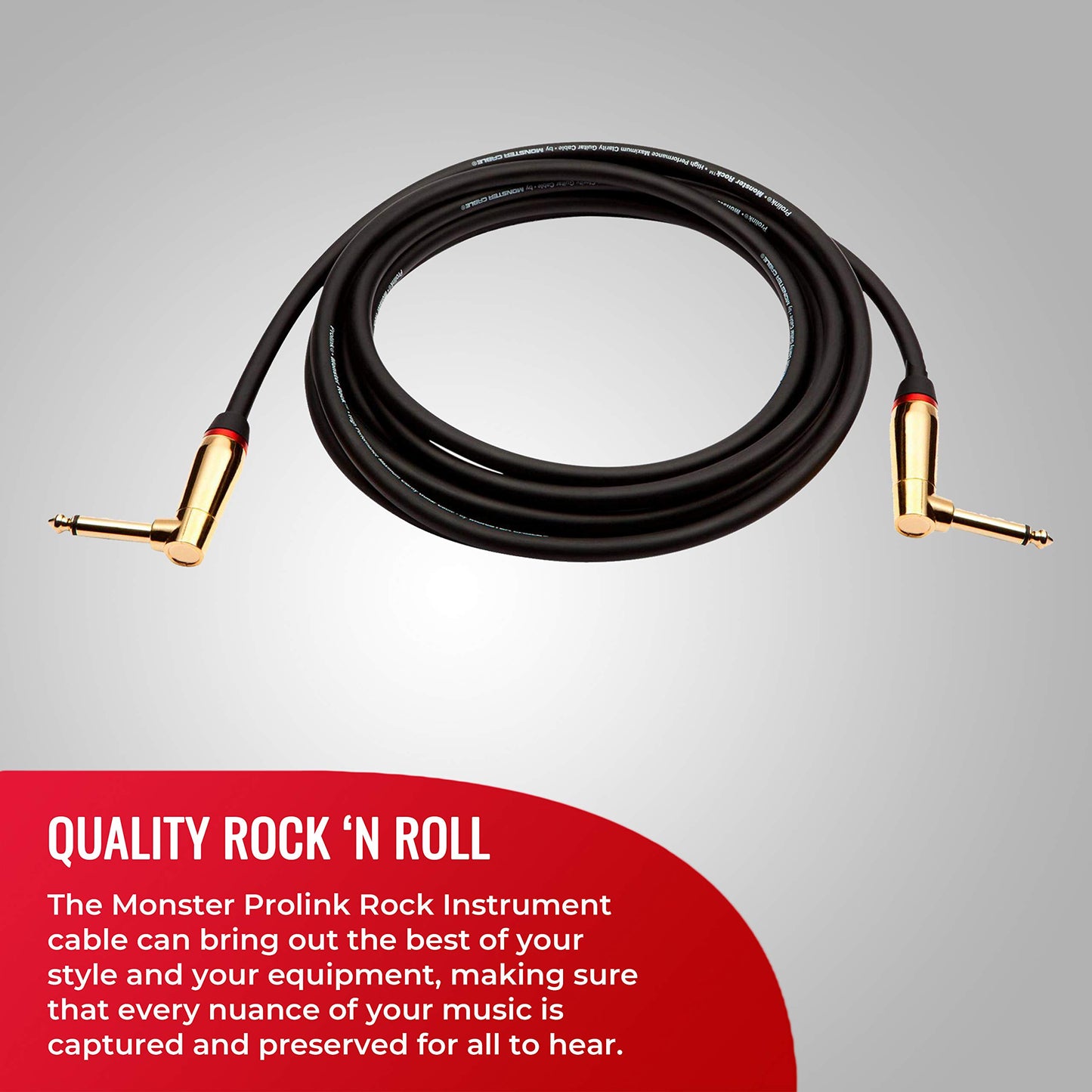 Monster Prolink Rock Instrument Cable - 8 in - Right Angle to Right Angle