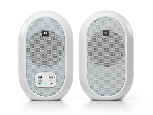 JBL Professional 1 Series 104-BT Compact Desktop Reference Monitors with Bluetooth, White, Sold as Pair, 4.5-inch Speaker