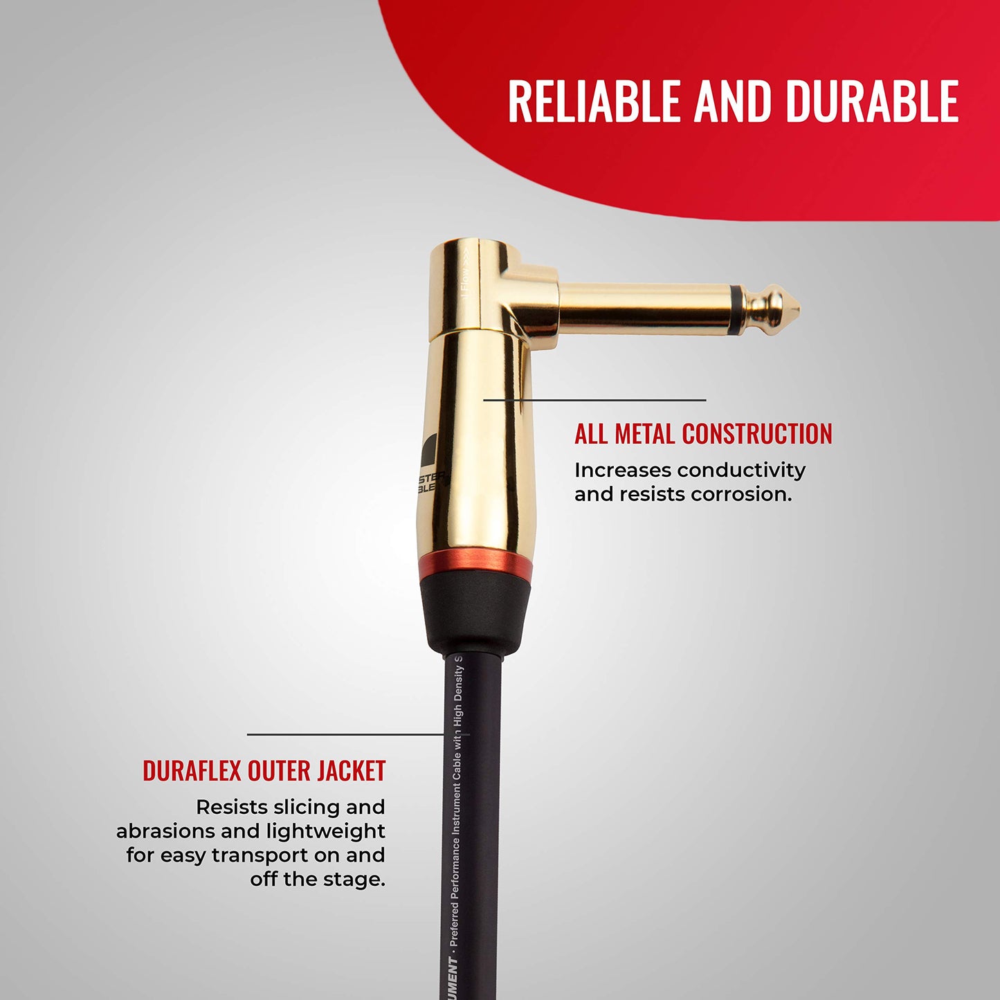 Monster Prolink Rock Instrument Cable - 8 in - Right Angle to Right Angle