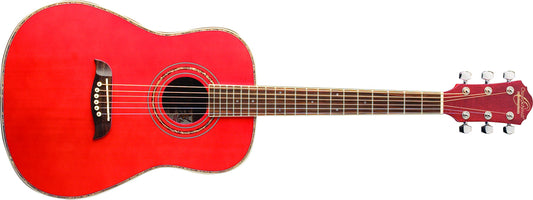 Oscar Schmidt OG1TR-A-U 3/4 Size Acoustic Guitar (High Gloss Red)