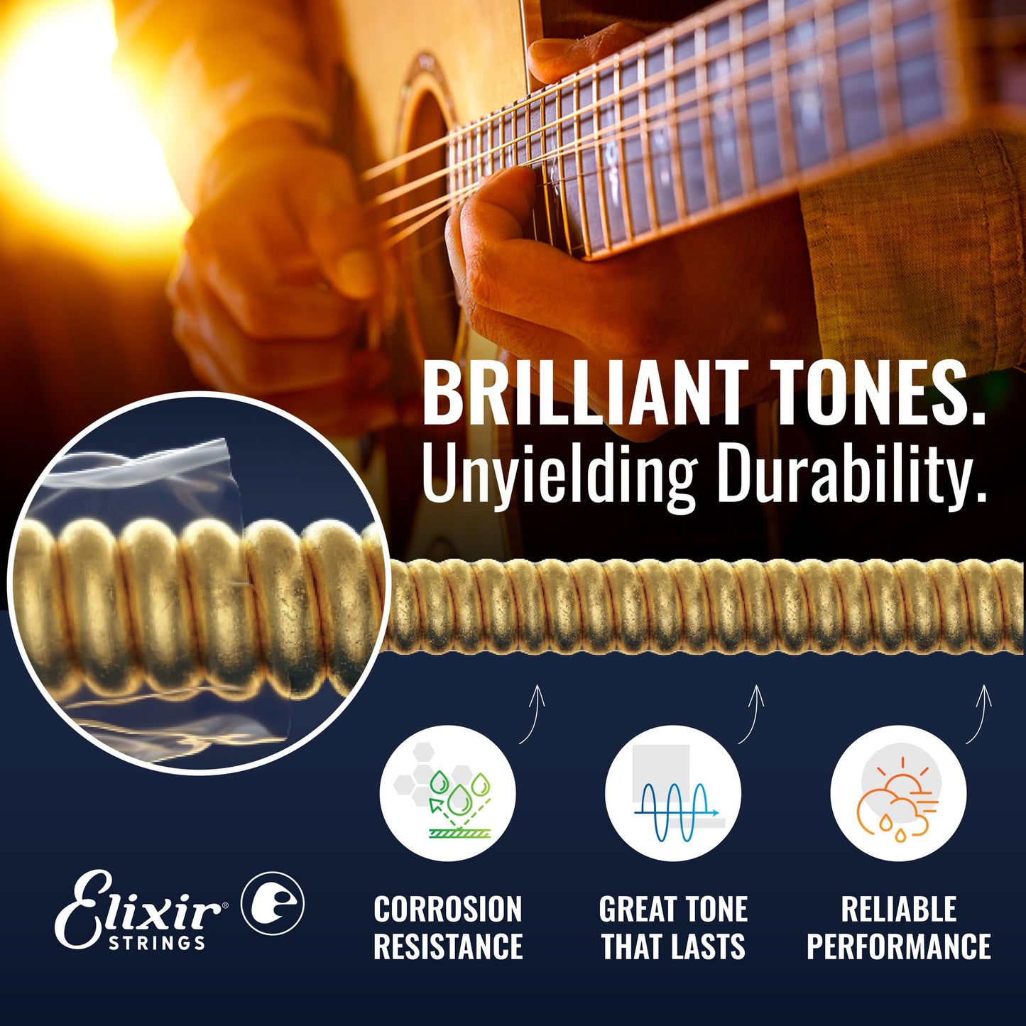 Elixir Strings, Acoustic Guitar Strings, 80/20 Bronze with POLYWEB Coating, Longest-Lasting Warm Tone with Comfortable Feel, 12 String Light 10-47