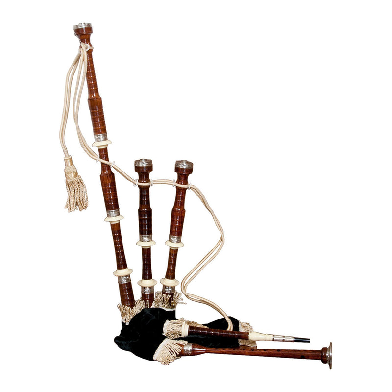Roosebeck Full Size Sheesham Bagpipe Engraved Nickel Plated with Black Cover