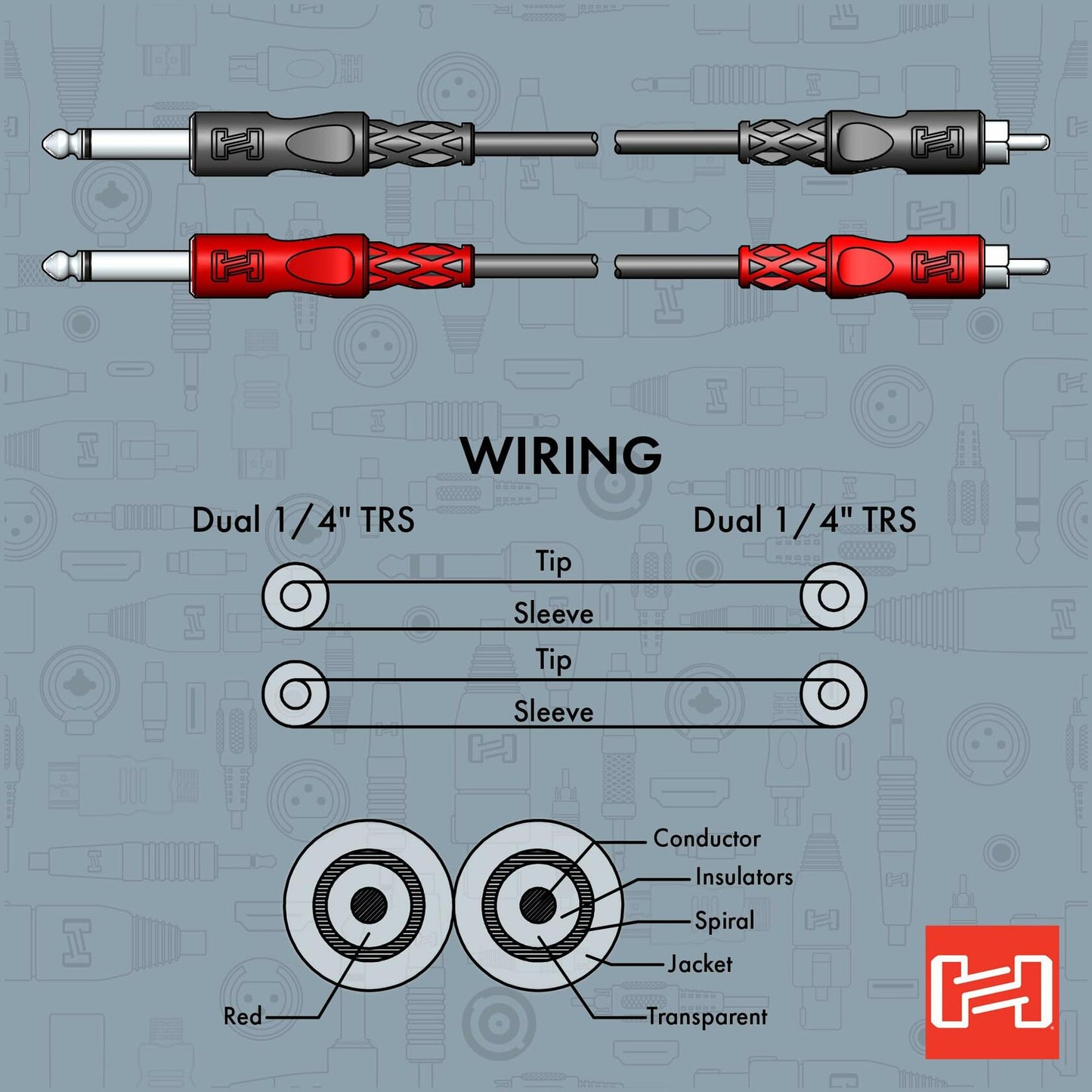 Hosa CPR-204 Stereo Interconnect, Dual 1/4 Inch TS to Dual RCA, 13 Feet