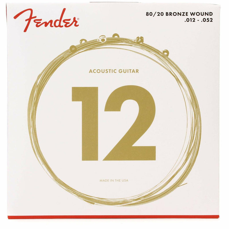 Fender 80/20 Bronze Acousitc Guitar Strings, Ball End, 70L .012-.052