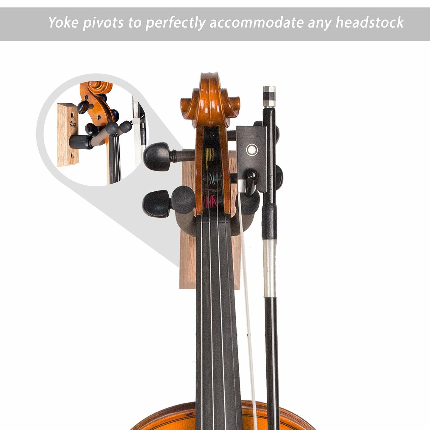String Swing Violin Hanger Wooden Wall Mount for Home & Studio CC01V-O Hardwood Oak