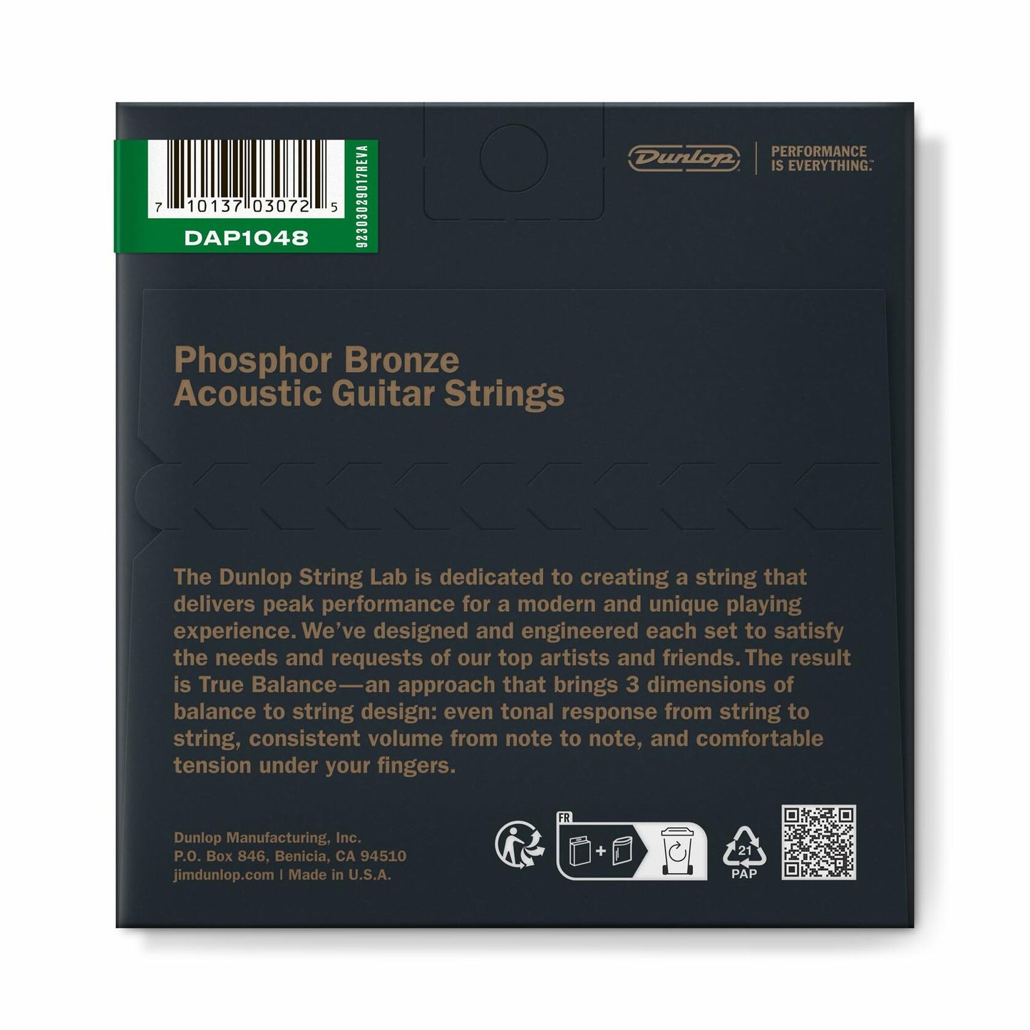 Dunlop DAP1048 Acoustic Phosphor Bronze Guitar Strings, Extra Light, .010–.048, 6 Strings/Set