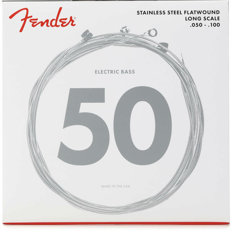 Fender 9050 Bass Strings, Stainless Steel Flatwound, 9050ML .050-.100,