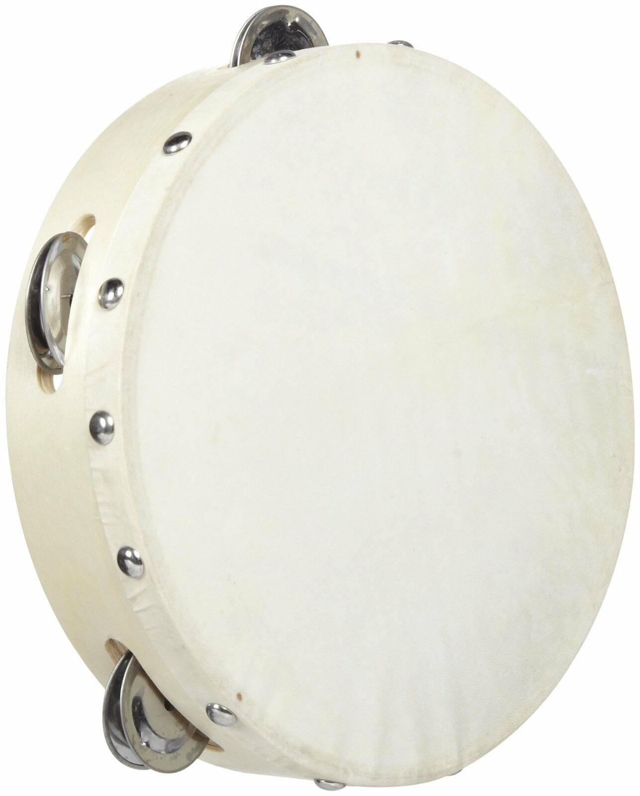 Trophy Tambourines With Non-Replaceable Skin Head - 8" Single Row