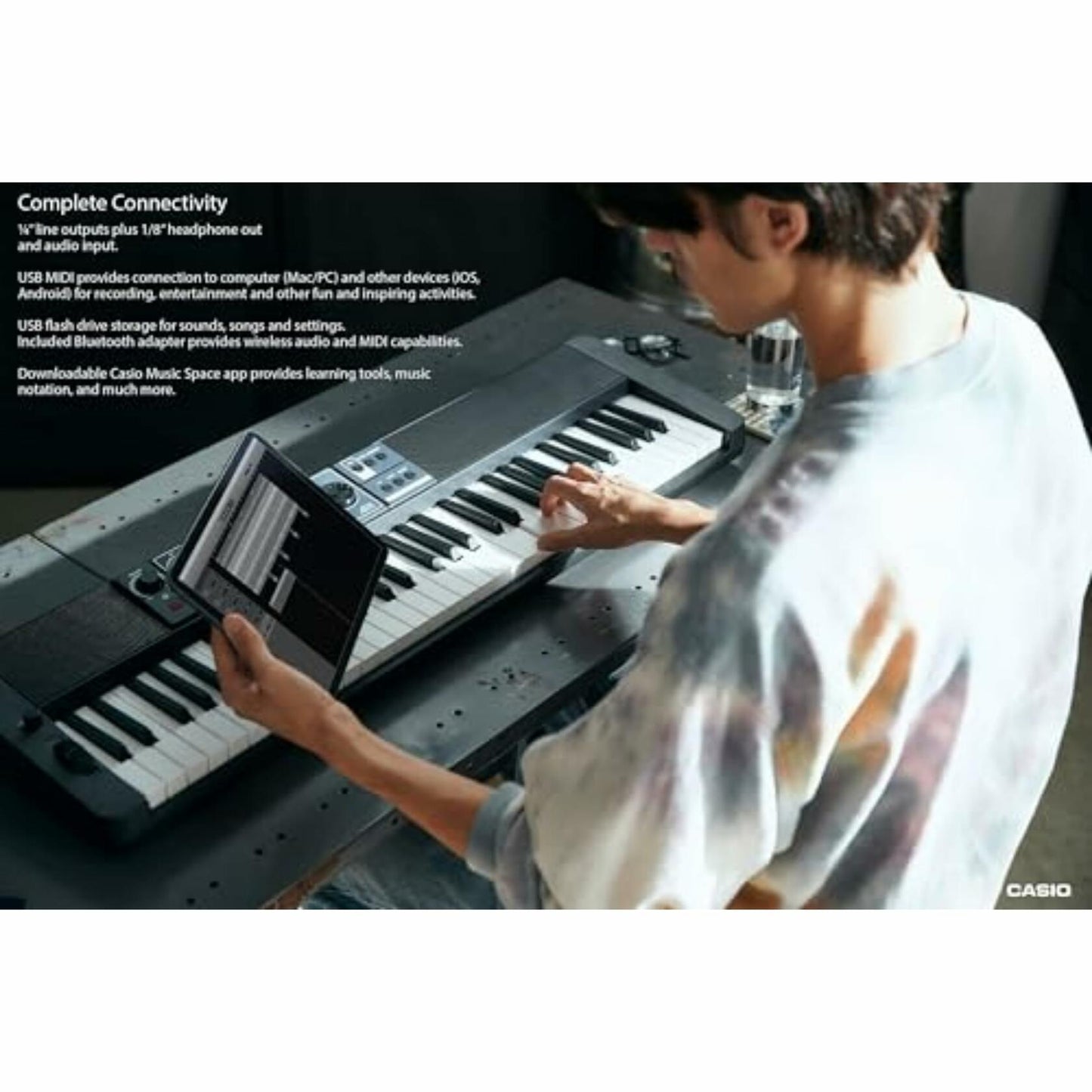 Casio Casiotone CT-S500 – 61-Key Touch-Responsive Portable Keyboard | 800 AiX Tones, DSP Effects, Bluetooth MIDI/Audio, 6-Track Recorder, USB, Line Outs, Casio Music Space App | Gig-Ready & Compact