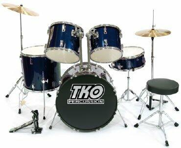 TKO 424 5-Piece Drum Set with Cymbals, Drum Throne & Bass Pedal; Color Metallic Blue