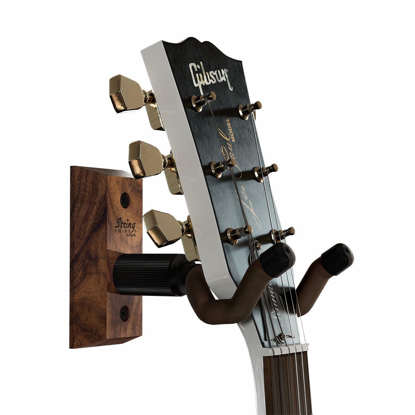 String Swing CC01K-BW Guitar Hanger and Guitar Wall Mount Bracket Holder for Acoustic and Electric Guitars Black Walnut