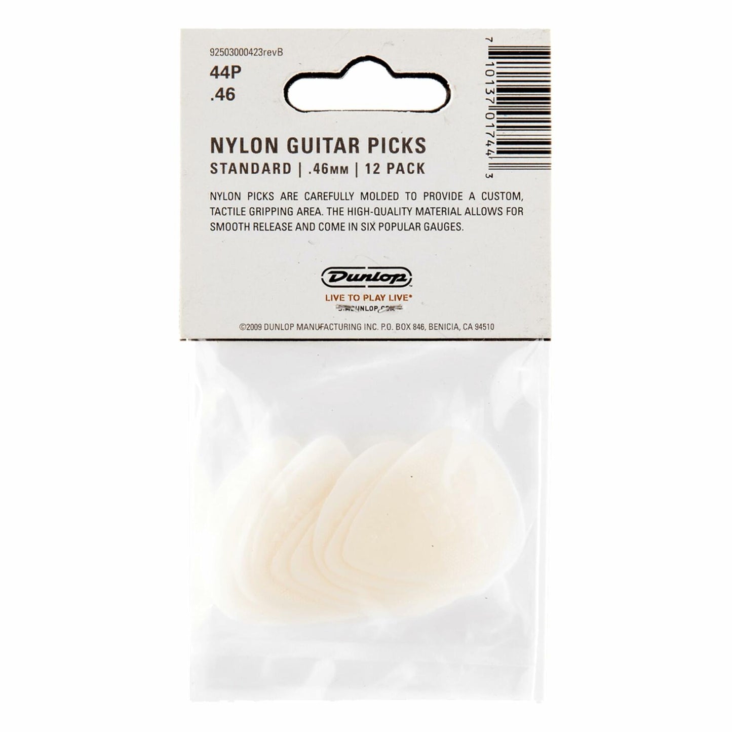 Dunlop 44 Plektren NYLON STANDARD cream 0.46 mm
