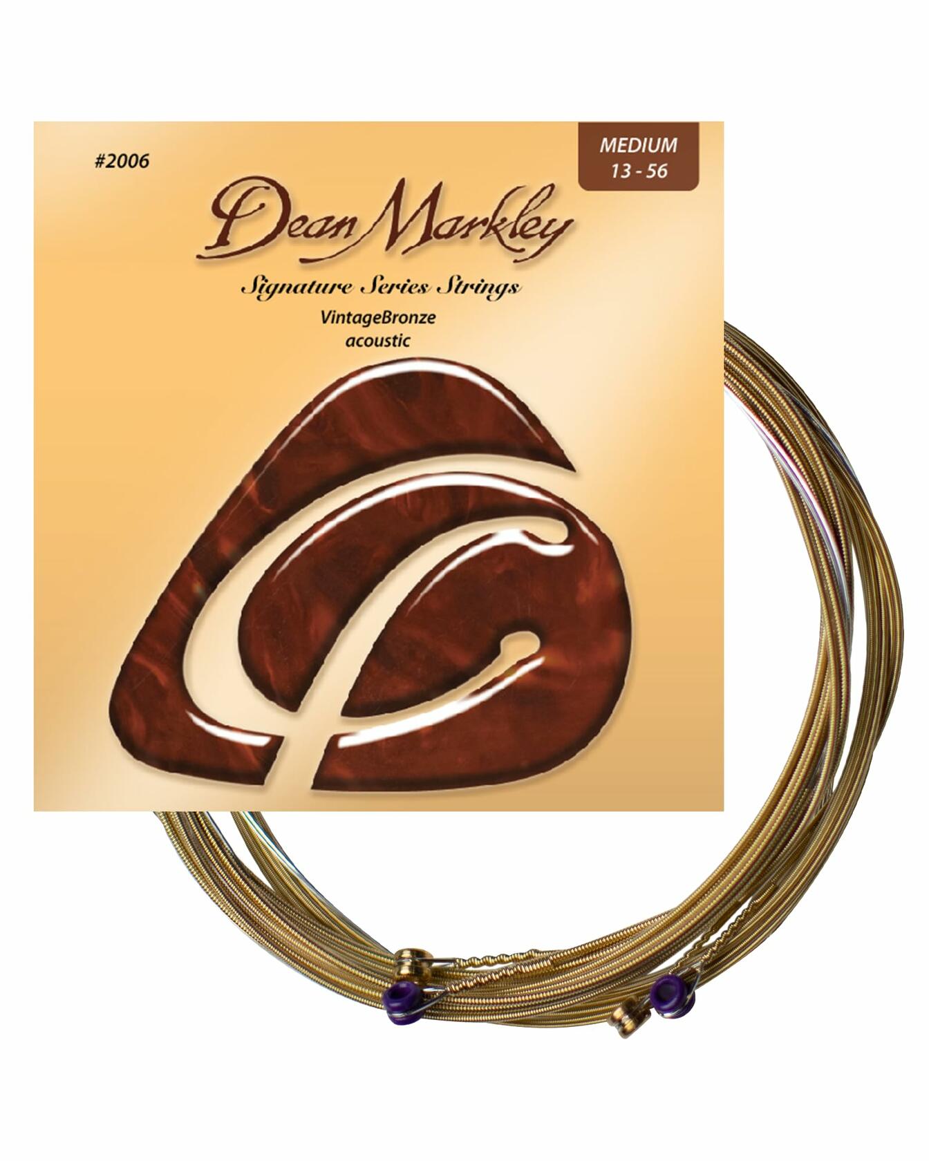 Dean Markley Signature Vintage Bronze Acoustic Guitar Strings 6 String Set, 13-56 Acoustic Guitar Strings Medium, Precision Wound Guitar Strings Acoustic with Superior Tone Quality, Made in USA