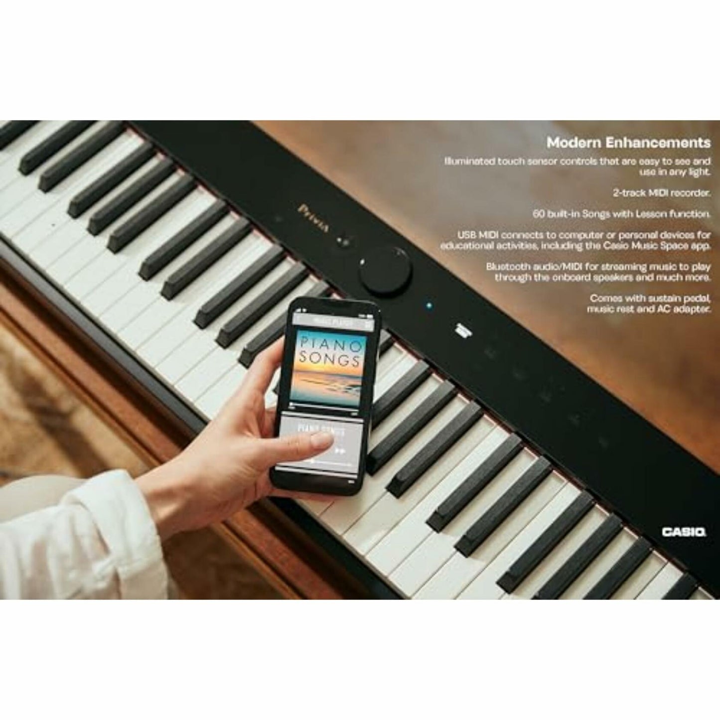 Casio Privia PX-S1100 – 88-Key Touch-Responsive Weighted Digital Piano | Ultra-Portable | Superior Sound | German Grand Tone, Bluetooth, Casio Music Space App | Gloss Black Finish
