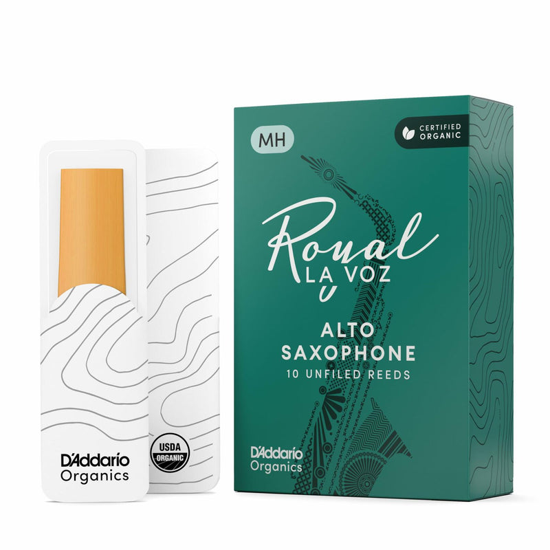 D'Addario Organic Royal La Voz Alto Saxophone Reeds, Strength Medium, 10-pack