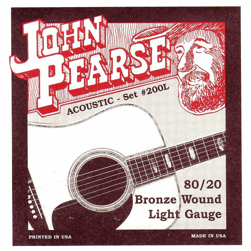 John Pearse P200L Bronze Acoustic Guitar Strings, Light