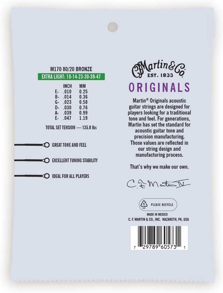 C.F. Martin & Co. M170 80/20 Bronze Acoustic Guitar Strings - Extra Light