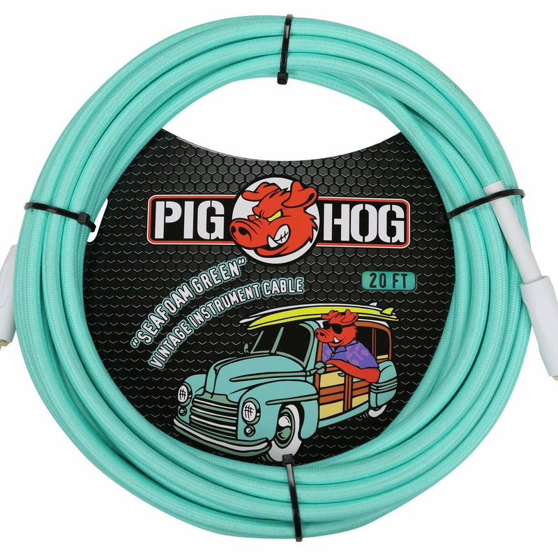 Pig Hog PCH20SG 1/4" to 1/4" Seafoam Green Guitar Instrument Cable, 20 Feet