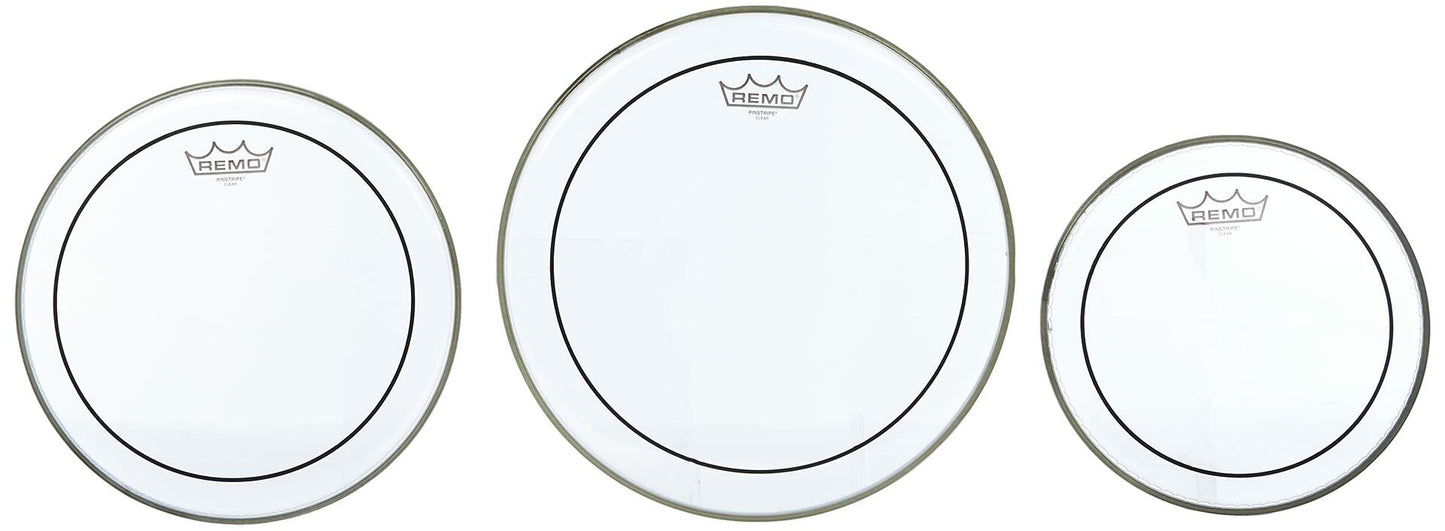 Remo PP-0920-PS Pinstripe Clear Tom Drumhead Pack - 10", 12" & 14"