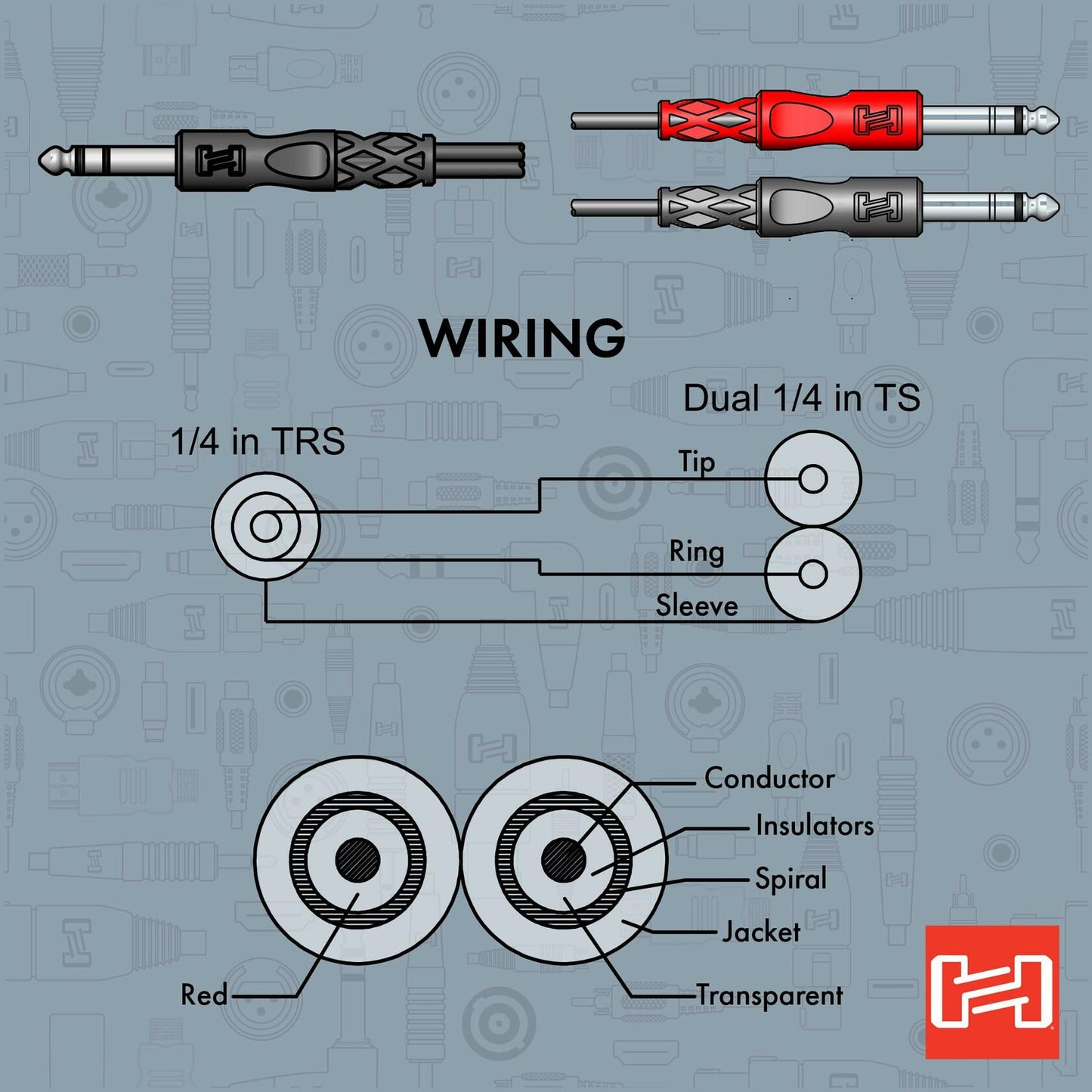 Hosa STP-202 Insert Cable, 1/4 Inch TRS to Dual 1/4 Inch TS, 6.5 Feet