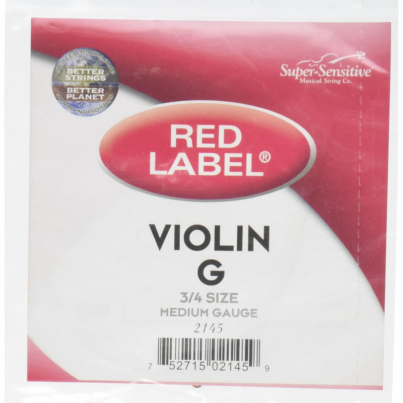 Super Sensitive Red Label Violin G String 3/4 Medium